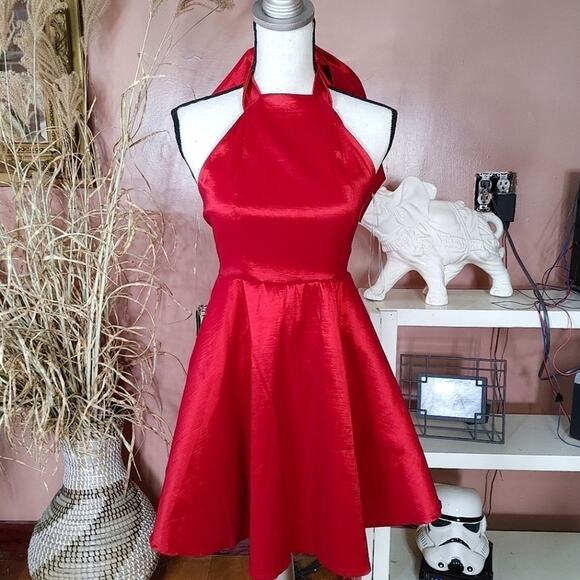 Blue Blush Halter Bow Dress Size Small S Holiday Fancy Sexy Red Open Back Fancy - Picture 1 of 6